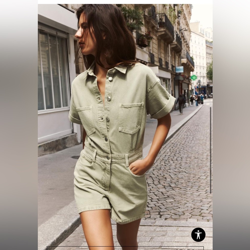 Zara Denim shorts jumpsuit